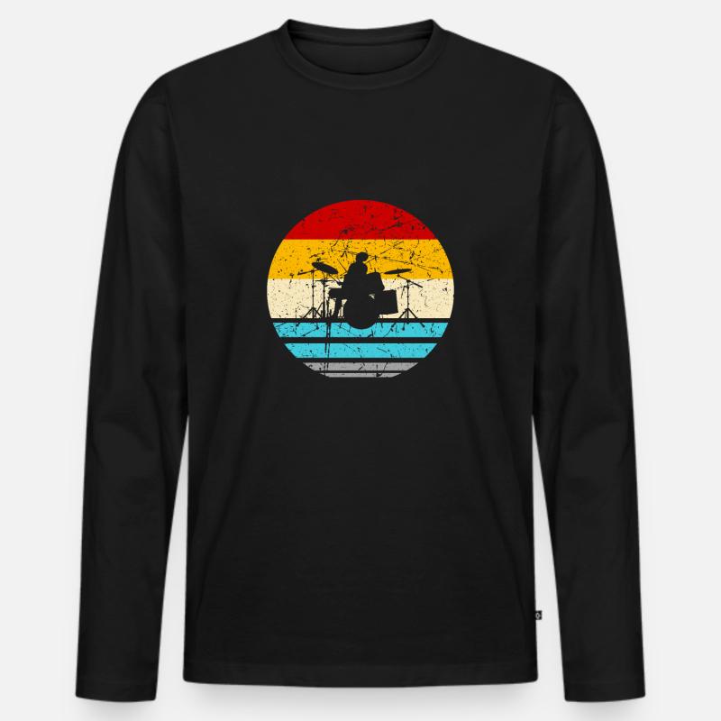 Schlagzeug Kinder - Männer Premium Bio Langarmshirt - Schwarz