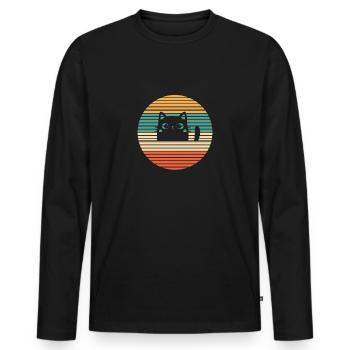 Chat dame chat ami chat - T-shirt manches longues Premium bio Homme - noir - Devant - Nico (187cm)