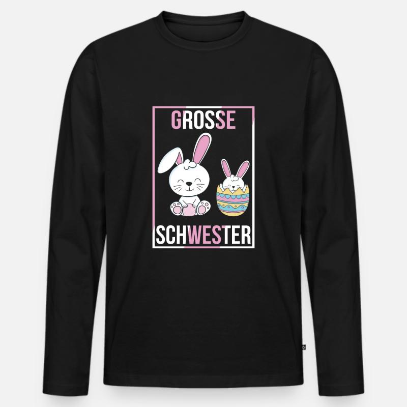Große Schwester - Männer Premium Bio Langarmshirt - Schwarz