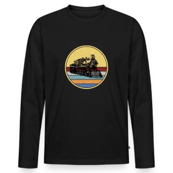 Train modélisé à vapeur train train locomotive - T-shirt manches longues Premium bio Homme - noir - Devant - Nico (187cm)