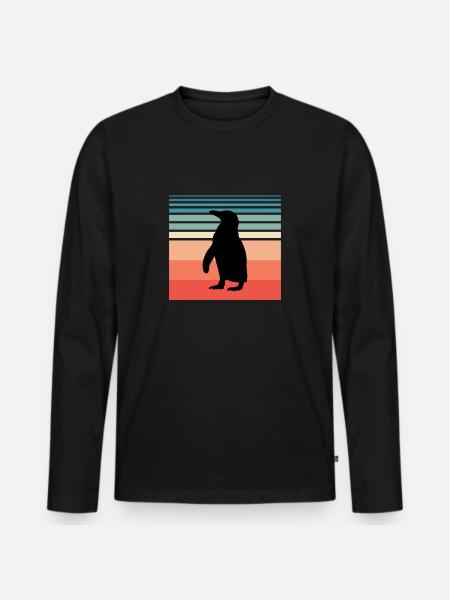 Pinguin Südpol Penguin - Männer Premium Bio Langarmshirt - Schwarz