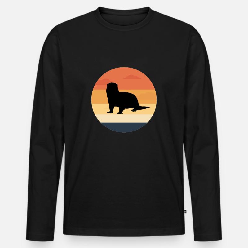 Otter - Männer Premium Bio Langarmshirt - Schwarz