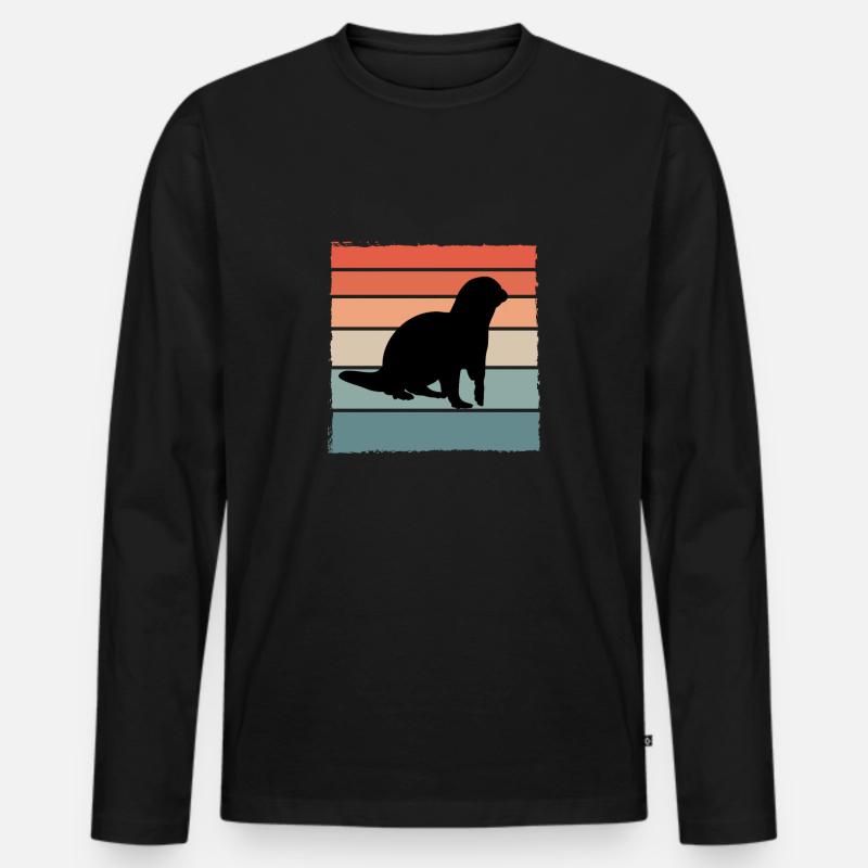 Otter - Männer Premium Bio Langarmshirt - Schwarz