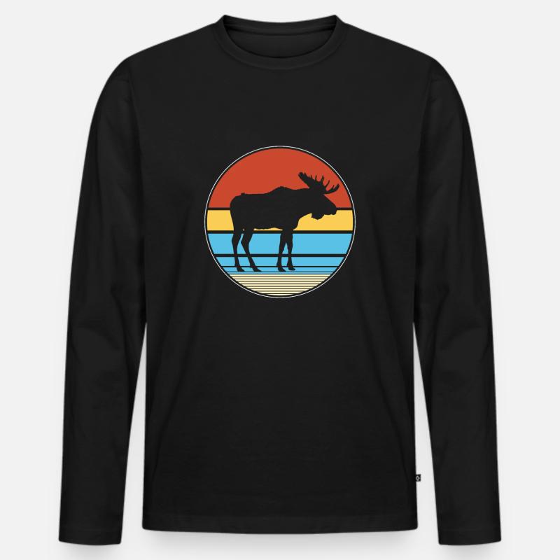 Elch - Männer Premium Bio Langarmshirt - Schwarz