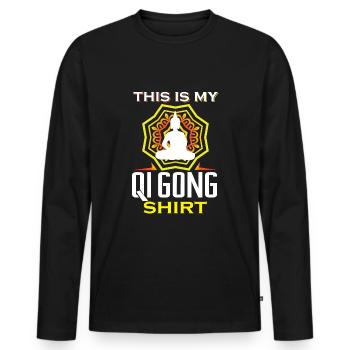 This is my Qi Gong Shirt - Men's Premium Organic Long Sleeve Shirt - black - Front - Nico (187cm)
