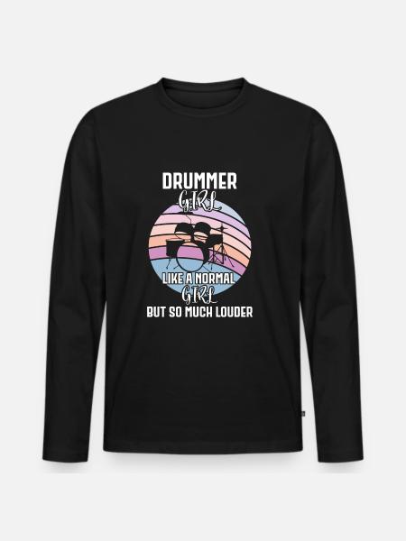 Drummer girl - Männer Premium Bio Langarmshirt - Schwarz