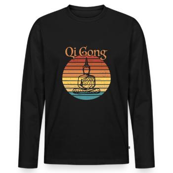 Qi Gong Chi Gong Qigong - T-shirt manches longues Premium bio Homme - noir - Devant - Nico (187cm)