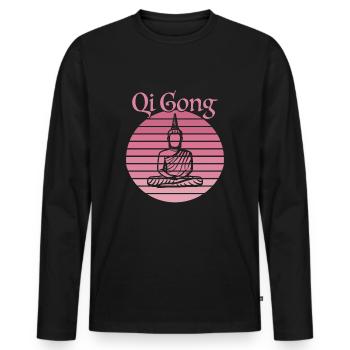 Qi Gong Chi Gong Qigong - Men's Premium Organic Long Sleeve Shirt - black - Front - Nico (187cm)