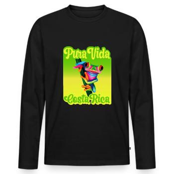 Pura Vida Costa Rica - T-shirt manches longues Premium bio Homme - noir - Devant - Nico (187cm)