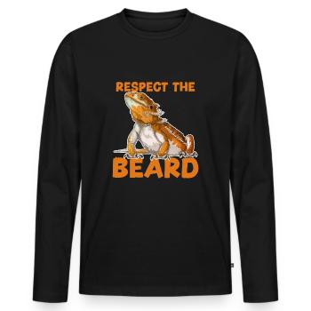 Bearded Dragon - Respect The Beard - Men's Premium Organic Long Sleeve Shirt - black - Front - Nico (187cm)