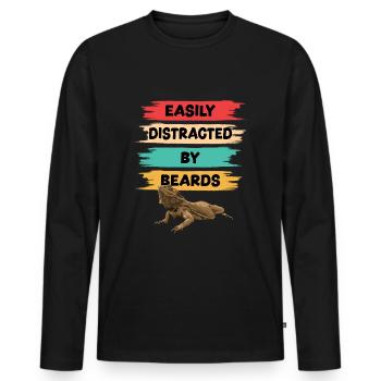 Bearded Dragon - Easily Distracted By Beards - Men's Premium Organic Long Sleeve Shirt - black - Front - Nico (187cm)
