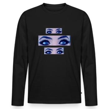 blue eyes - Männer Premium Bio Langarmshirt - Schwarz - Vorne - Nico (187cm)