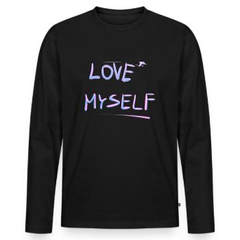 Moi-même, ligne d’amour de soi - T-shirt manches longues Premium bio Homme - noir - Devant - Nico (187cm)