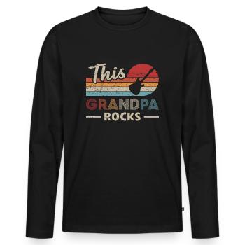 This Grandpa Rocks Bass Guitar Player - Men's Premium Organic Long Sleeve Shirt - black - Front - Nico (187cm)