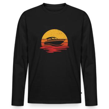 Motor Boat Motorboating Captain Boat Lover - Men's Premium Organic Long Sleeve Shirt - black - Front - Nico (187cm)