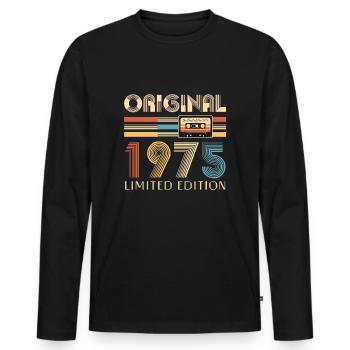 Anniversaire 50 Ans Original 1975 Cadeau Fête - T-shirt manches longues Premium bio Homme - noir - Devant - Nico (187cm)