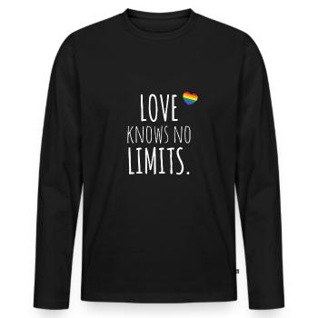 LOVE KNOWS NO LIMITS - LGBT Pride Rainbow CSD - Men's Premium Organic Long Sleeve Shirt - black - Front - Nico (187cm)