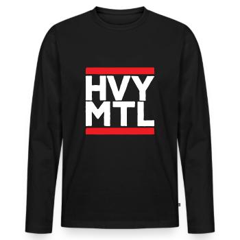 HVY MTL Heavy Metal Shortcut Rocker Biker Shirt - Männer Premium Bio Langarmshirt - Schwarz - Vorne - Nico (187cm)