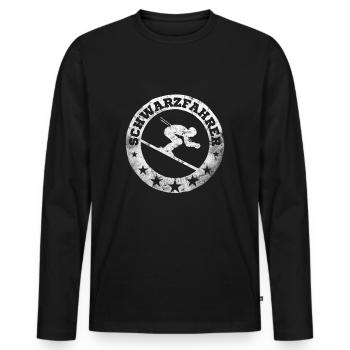 Schwarzfahrer Ski Skifahrer schwarze Piste Grunge - Männer Premium Bio Langarmshirt - Schwarz - Vorne - Nico (187cm)