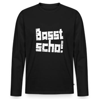Basst Scho! Passt schon! Grunge Style - Männer Premium Bio Langarmshirt - Schwarz - Vorne - Nico (187cm)