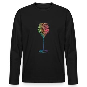 Vignes cépages - T-shirt manches longues Premium bio Homme - noir - Devant - Nico (187cm)