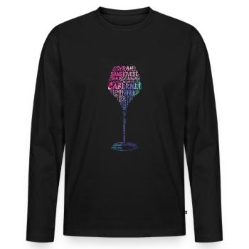 Cépages de vin - T-shirt manches longues Premium bio Homme - noir - Devant - Nico (187cm)