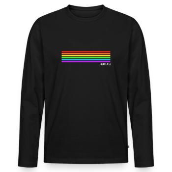 Humain - Rainbow LGBT CSD - T-shirt manches longues Premium bio Homme - noir - Devant - Nico (187cm)