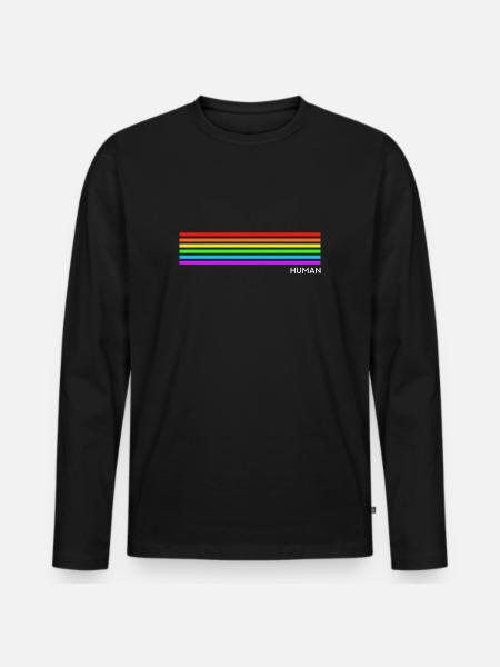 Human - Rainbow LGBT CSD - Men's Premium Organic Long Sleeve Shirt - black