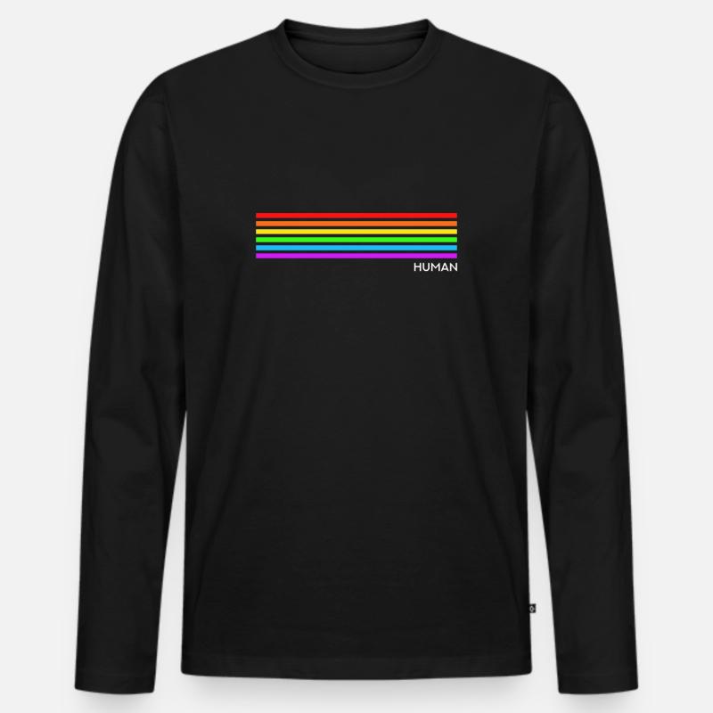 Human - Regenbogen LGBT CSD - Männer Premium Bio Langarmshirt - Schwarz