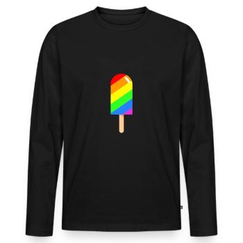 Ice cream Popsicle - Rainbow LGBT CSD - Men's Premium Organic Long Sleeve Shirt - black - Front - Nico (187cm)