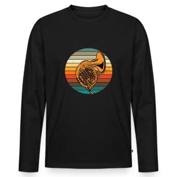 horn - Men's Premium Organic Long Sleeve Shirt - black - Front - Nico (187cm)
