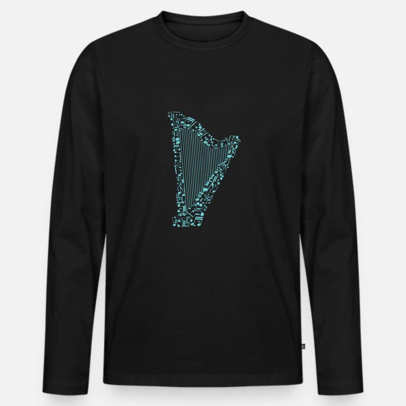 Harfe - Männer Premium Bio Langarmshirt - Schwarz