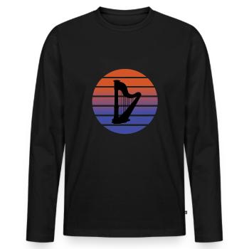 Harfe - Männer Premium Bio Langarmshirt - Schwarz - Vorne - Nico (187cm)