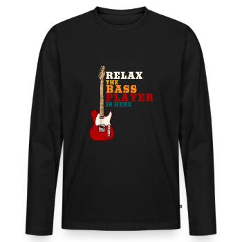 bassist - Men's Premium Organic Long Sleeve Shirt - black - Front - Nico (187cm)