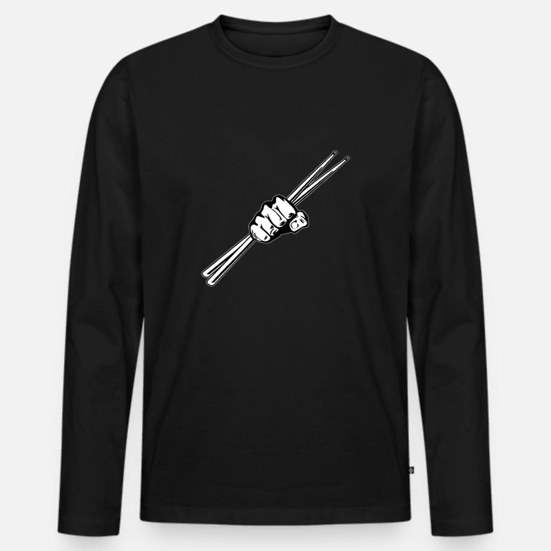 Drummer Sticks - Männer Premium Bio Langarmshirt - Schwarz