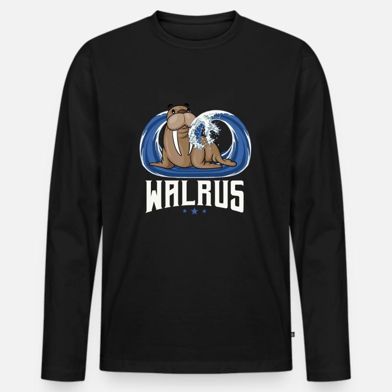 Walross - Männer Premium Bio Langarmshirt - Schwarz
