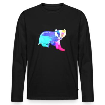 Badger Colorful - Men's Premium Organic Long Sleeve Shirt - black - Front - Nico (187cm)