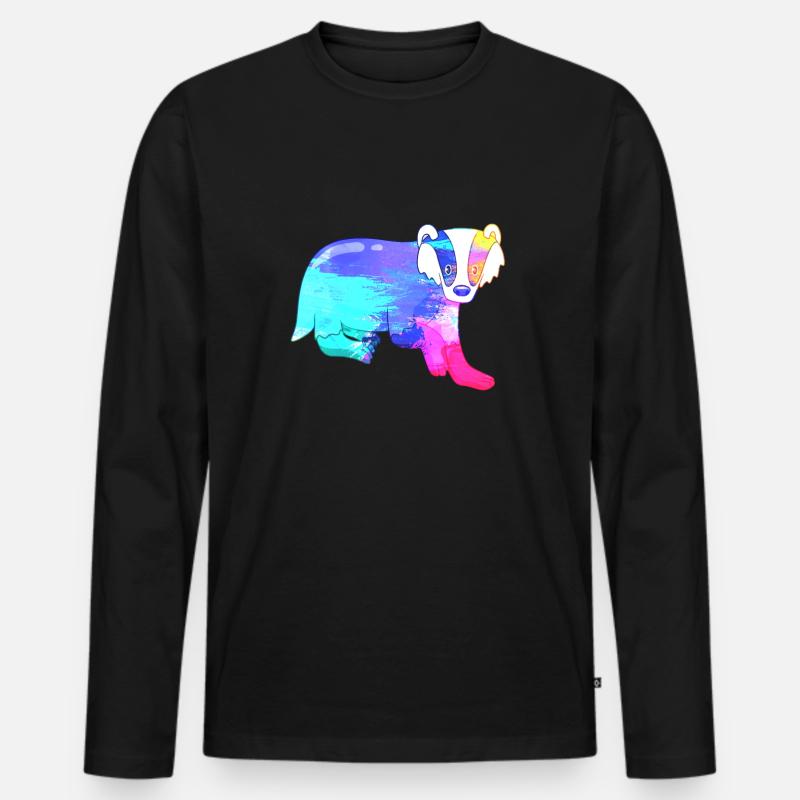 Dachs Farbenfroh - Männer Premium Bio Langarmshirt - Schwarz