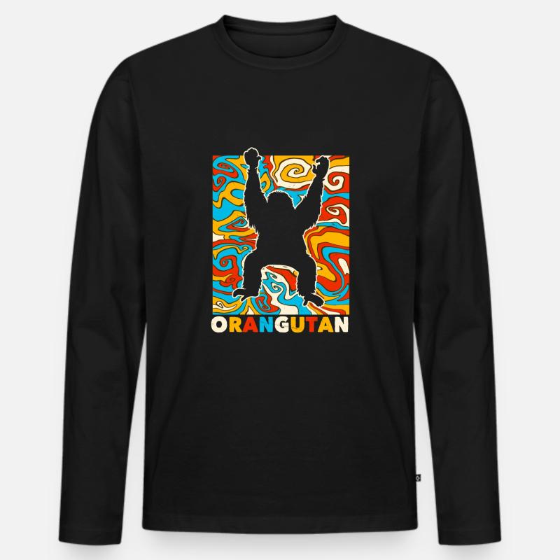 Orang-Utan - Männer Premium Bio Langarmshirt - Schwarz