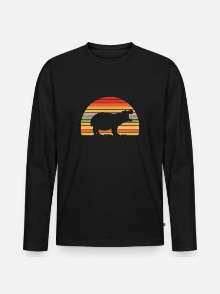 Hippo - Men's Premium Organic Long Sleeve Shirt - black