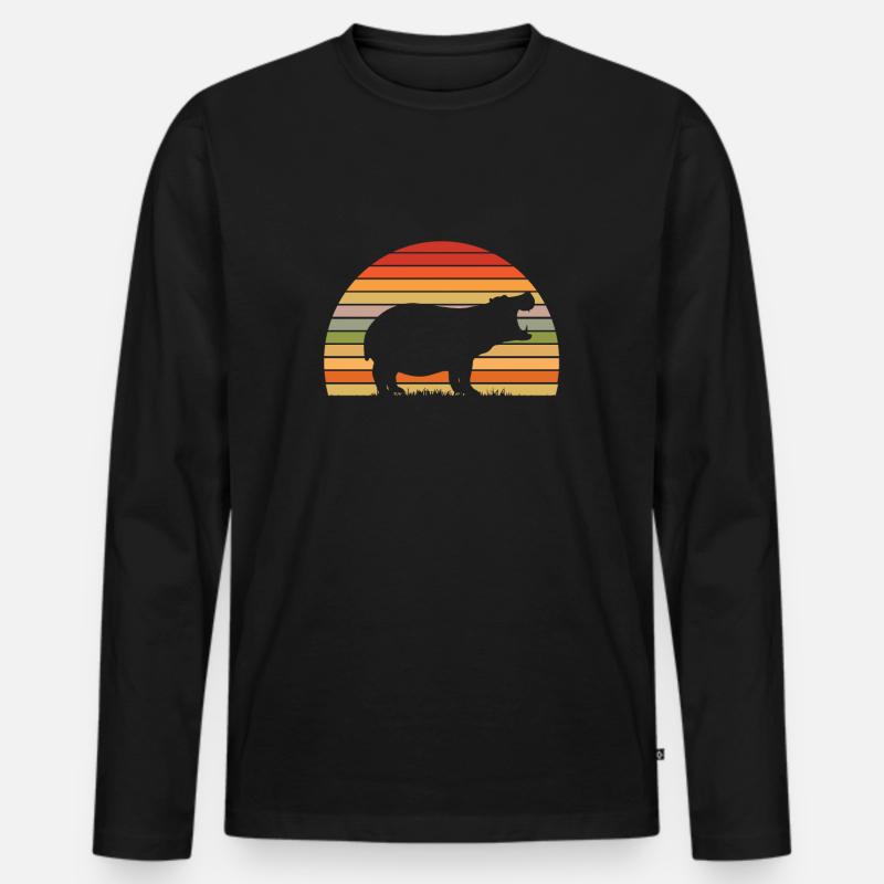 Flusspferd - Männer Premium Bio Langarmshirt - Schwarz