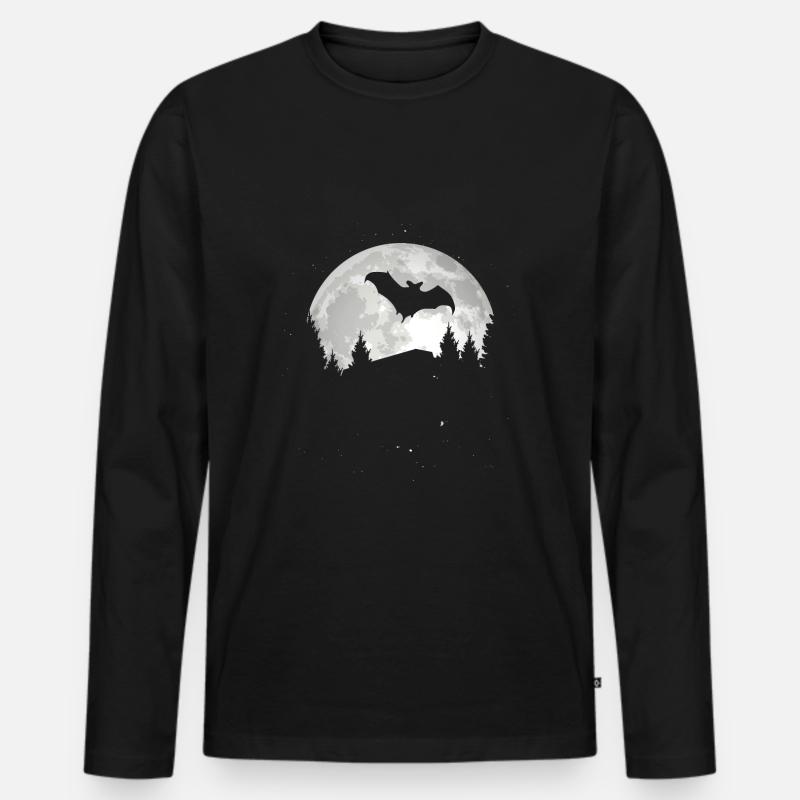 Fledermaus - Männer Premium Bio Langarmshirt - Schwarz