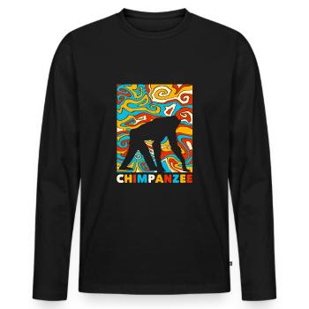 Schimpanse - Männer Premium Bio Langarmshirt - Schwarz - Vorne - Nico (187cm)