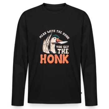 Gans - Männer Premium Bio Langarmshirt - Schwarz - Vorne - Nico (187cm)