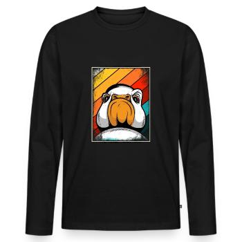 Gans - Männer Premium Bio Langarmshirt - Schwarz - Vorne - Nico (187cm)