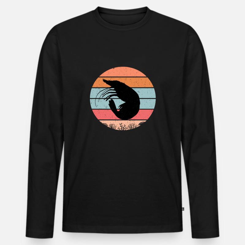 Garnele - Männer Premium Bio Langarmshirt - Schwarz