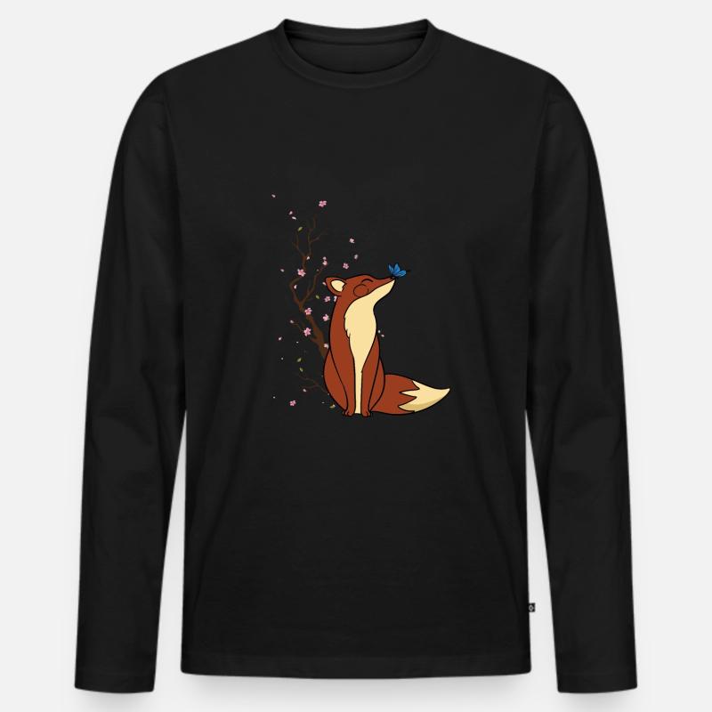 Fuchs - Männer Premium Bio Langarmshirt - Schwarz