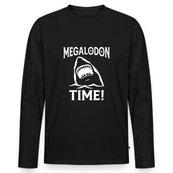 Megalodon Time - Men's Premium Organic Long Sleeve Shirt - black - Front - Nico (187cm)