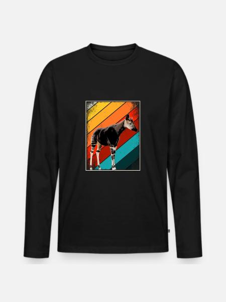 Okapi Retro Gift - Men's Premium Organic Long Sleeve Shirt - black