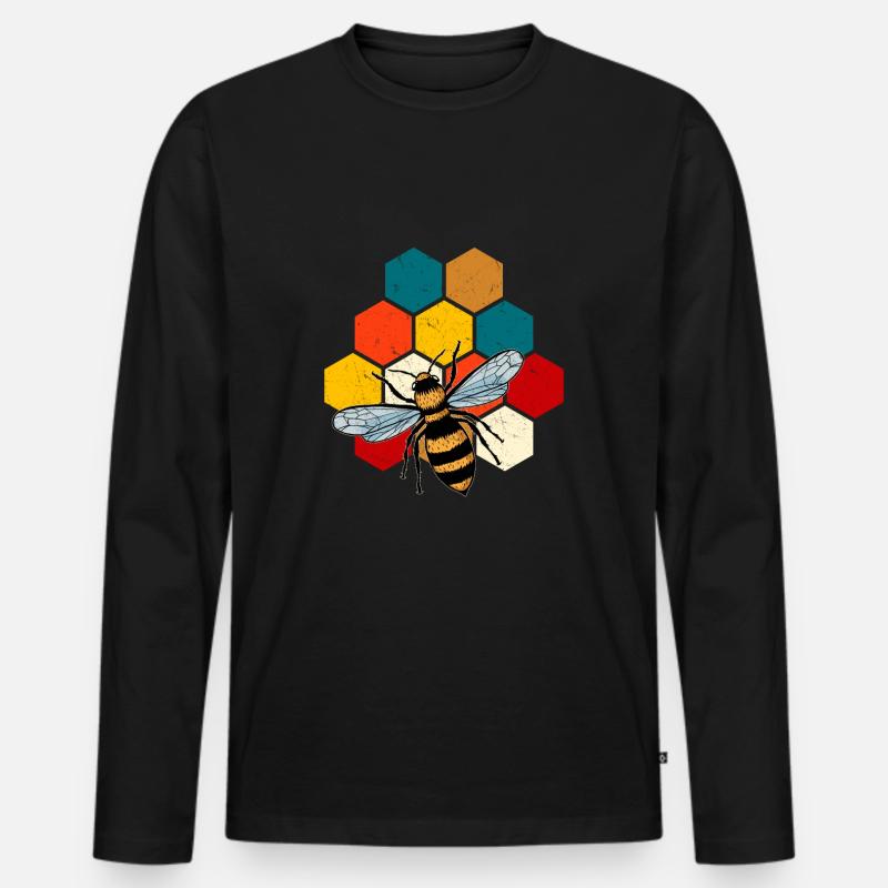 Bienenwabe - Männer Premium Bio Langarmshirt - Schwarz